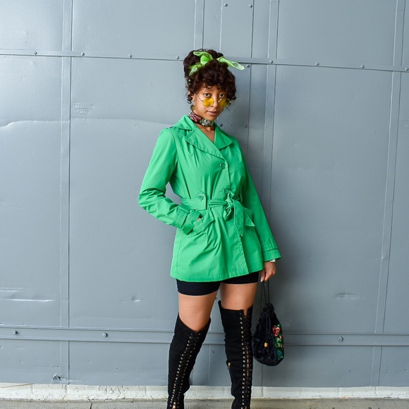 Faded Glory Jackets & Blazers - Faded Glory Green Trench Coat sz M